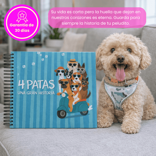 Álbum para perritos "4 patas, una gran historia" + Guía veterinaria + Empaque de REGALO