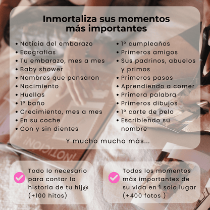 Álbum para bebé - "UN LIBRO PARA TI, SOBRE TI" - Su historia de 0 a 18 años + Empaque de REGALO