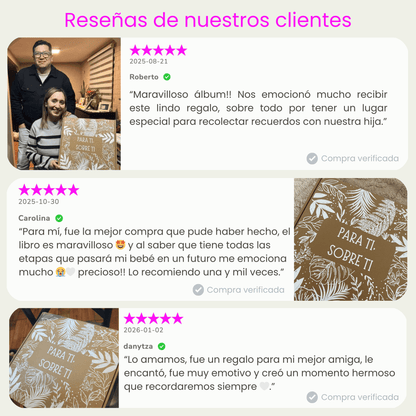 Álbum para bebé - "UN LIBRO PARA TI, SOBRE TI" - Su historia de 0 a 18 años + Empaque de REGALO