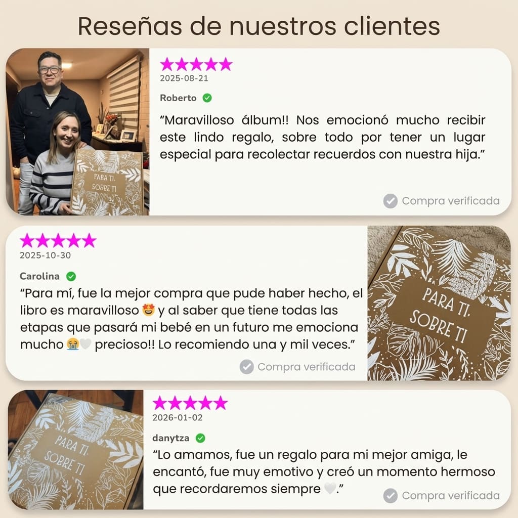 Álbum para bebé ARTESANAL - Su vida de 0 a 18 años + Empaque de REGALO